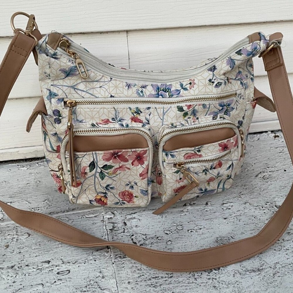 Women Shoulder Bag Multi Color Floral Print Faux Leather Bag - Picture 1 of 10